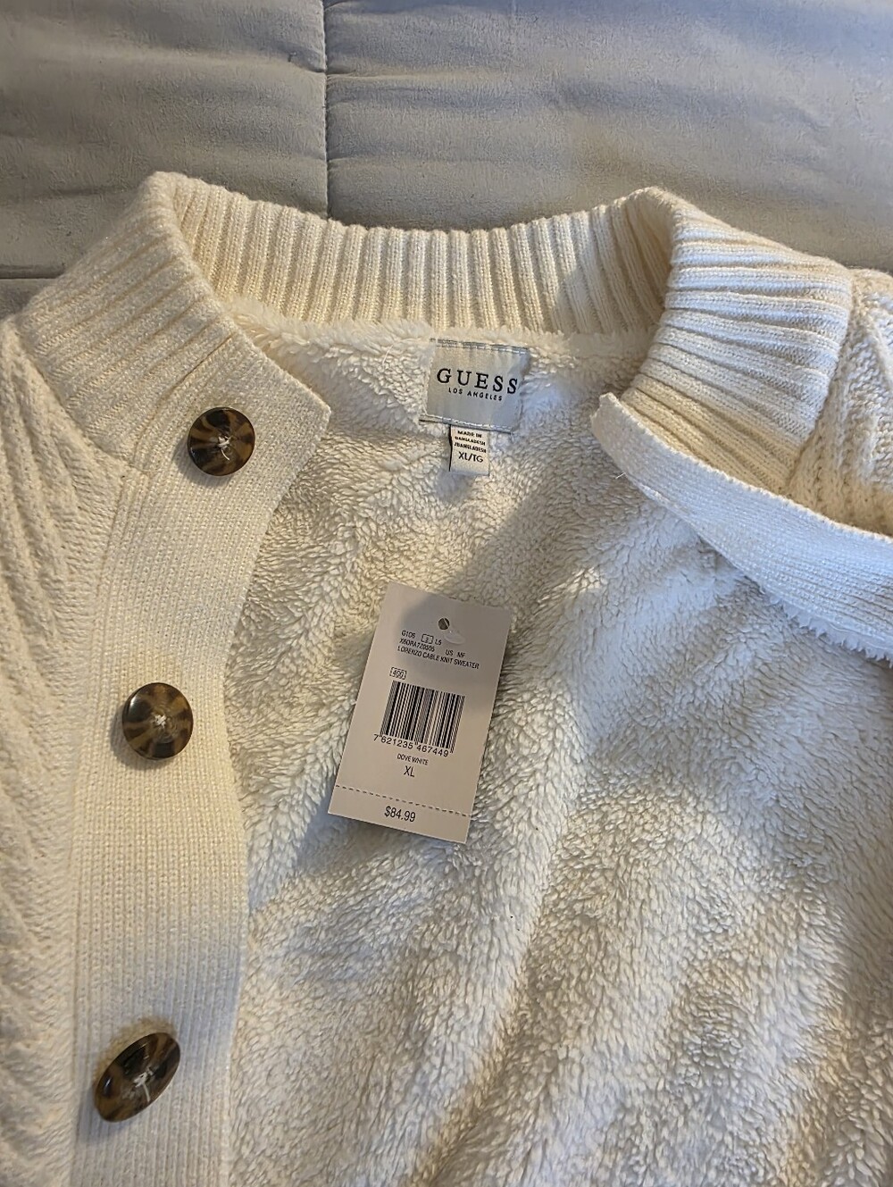 GUESS Cream Sherpa-interior Button Cardigan - NWT
